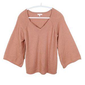 GARNET HILL 100% Baby Alpaca V Neck Wide Sleeve Roll Hem Pullover Sweater Size S